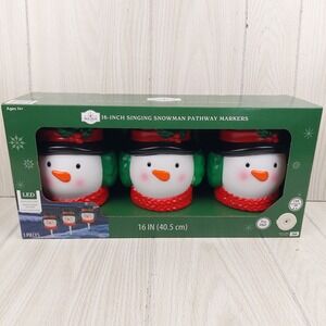 Holiday Home Singing Snowman Pathway Markers LED Sound Activated Christmas Decor